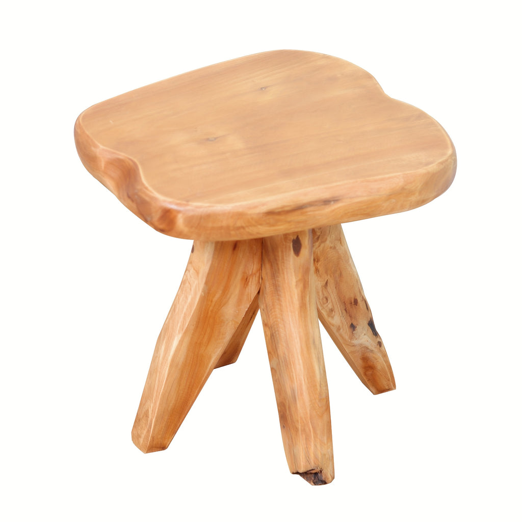 Courtyard Footstool, Handcrafted Live Edge Wood Stool | One-of-a-Kind Natural Tree Slab for Use As Plant Stand, Patio, Garden & Cozy Reading Nook
