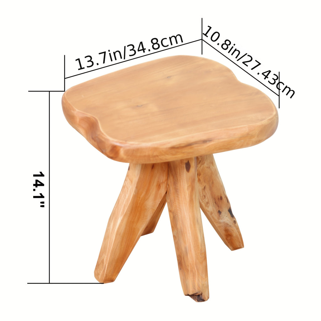 Courtyard Footstool, Handcrafted Live Edge Wood Stool | One-of-a-Kind Natural Tree Slab for Use As Plant Stand, Patio, Garden & Cozy Reading Nook