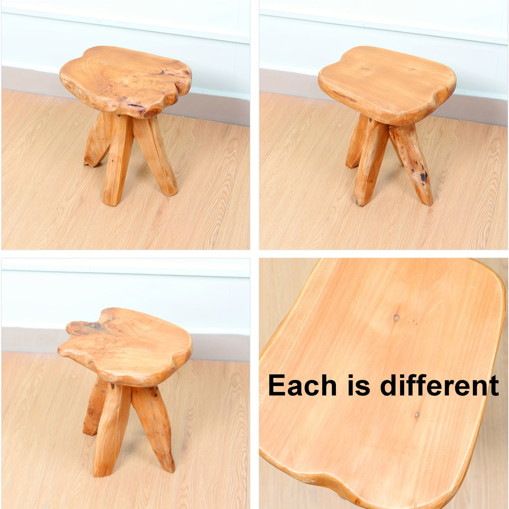 Courtyard Footstool, Handcrafted Live Edge Wood Stool | One-of-a-Kind Natural Tree Slab for Use As Plant Stand, Patio, Garden & Cozy Reading Nook