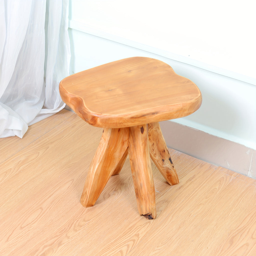 Courtyard Footstool, Handcrafted Live Edge Wood Stool | One-of-a-Kind Natural Tree Slab for Use As Plant Stand, Patio, Garden & Cozy Reading Nook