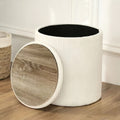 Small Round Storage Ottoman with Lid - Teddy Velvet Upholstered Footstool Suitable for Living Room, Compact Footrest with Hidden Storage, Cushioned & Frame for Bedside,, Small Spaces - Modern Multi-Use Ottomans