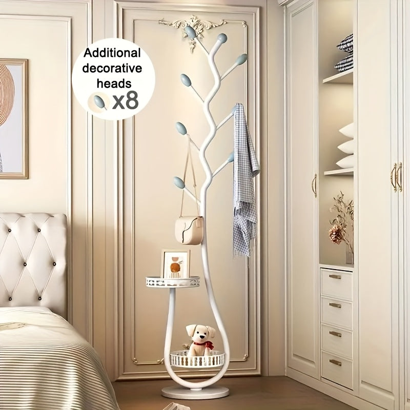 1pc Elegant Freestanding Metal Clothes Rack with Shelf - Multifunctional Vertical Garment Organizer, Mobile Design for Home Organization - Ideal for Coats, Hats, Scarves And More