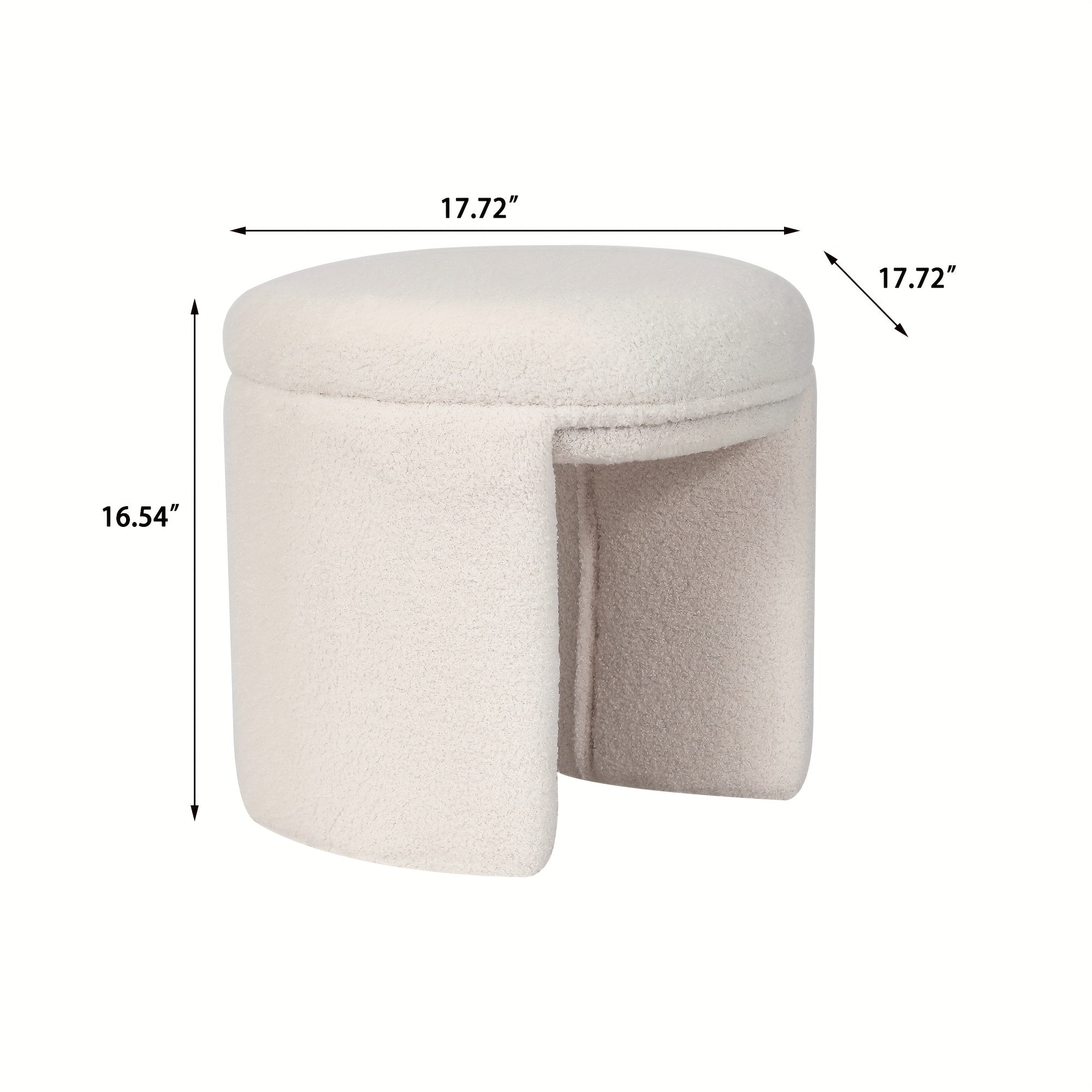 Boucle Ottoman, Round Sherpa Vanity Stool Chair, Small Upholstered Modern Teddy Footstool for Makeup, Living Room, Entryway, Bedroom, Entryway Furniture, Cozy Footrest, Upholstered Chair, Modern Design, Soft Upholstery, Sherpa Fabric, Decorative