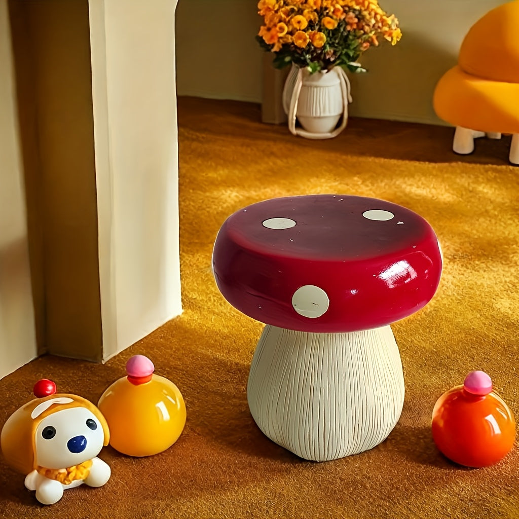 1pc Durable Resin Round Mushroom Garden Stool - Waterproof Outdoor Decorative Seat for Patio, Lawn, Balcony - Creative Multifunctional Garden Furniture