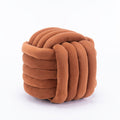 Modern Chenille Fabric Knotted Ottoman Footrest - Orange Plush Stool with Hardwood Frame, Freestanding Compact Design (\u003C27\