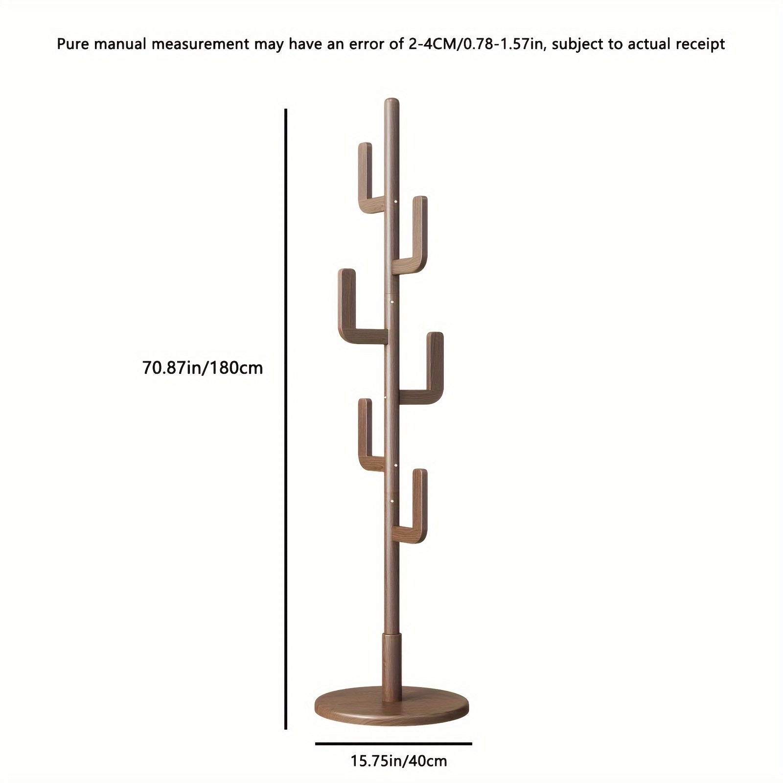 A Coat Stand Made of Solid Wood Shaped Like a Cactus, Featuring Six L-Shaped Hooks And Three Adjustable Heights. This Sturdy And Easy-To-Assemble Coat Tree Is Perfect for Your Entryway Or Bedroom, Ideal for Christmas Gifts And Black Friday Deals