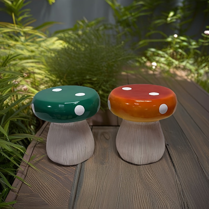 1pc Durable Resin Round Mushroom Garden Stool - Waterproof Outdoor Decorative Seat for Patio, Lawn, Balcony - Creative Multifunctional Garden Furniture