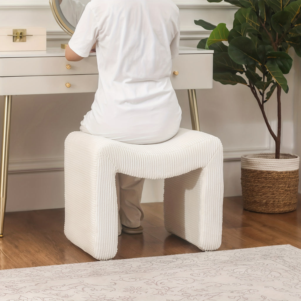 Modern Ottoman Footstool, Small Foot Rest Vanity Stool Chair, Upholstered Ottoman for Entryway, Living Room, Bedroom