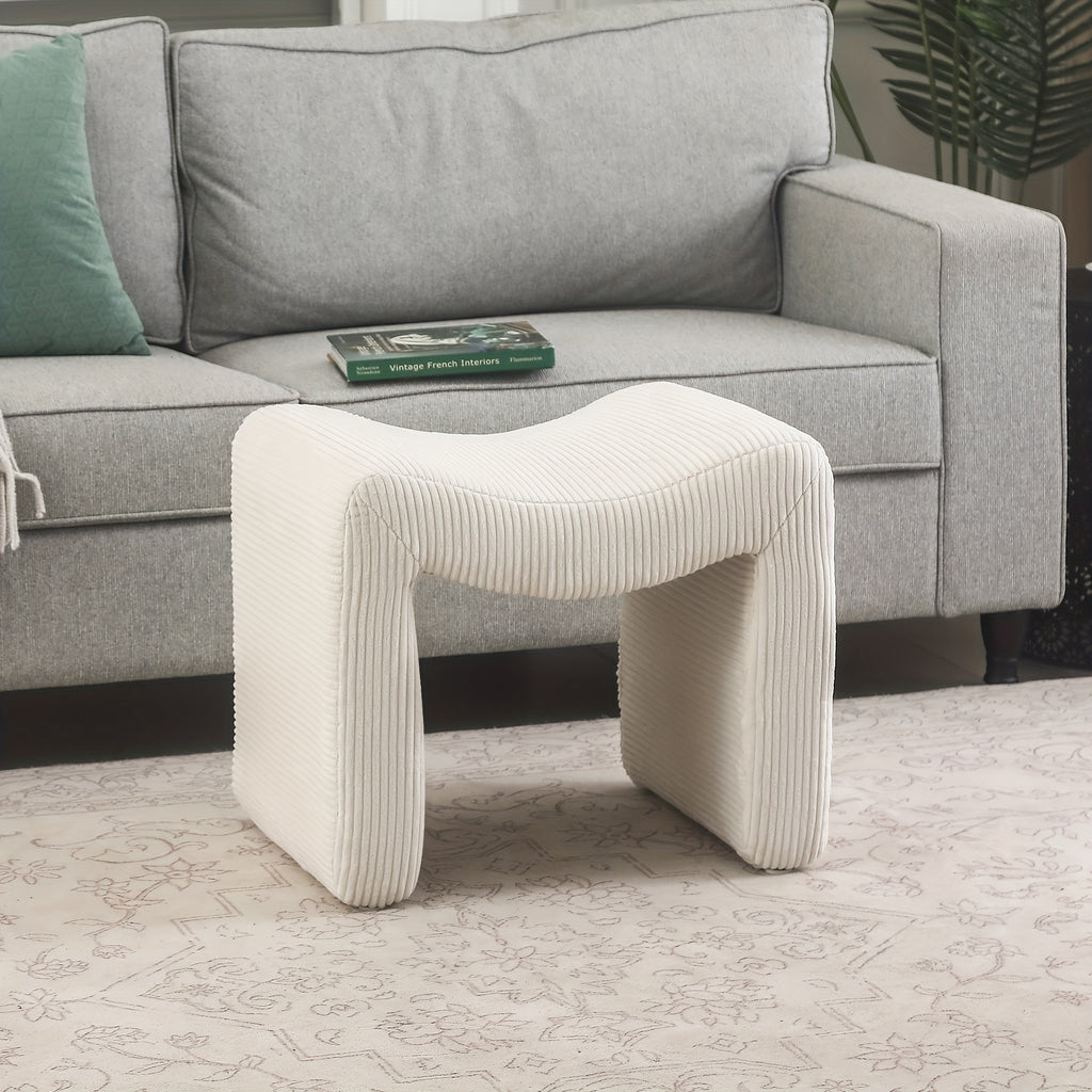 Modern Ottoman Footstool, Small Foot Rest Vanity Stool Chair, Upholstered Ottoman for Entryway, Living Room, Bedroom