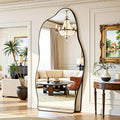 Furnbar Full-Length Mirror with Stand - Adjustable Standing Floor Mirror with Large Pane, Curved Frame (Copper\u002F) for Bedroom, Living Room, Entryway - Freestanding Leaning Mirror, Dressing Room Essential, Easy Assembly