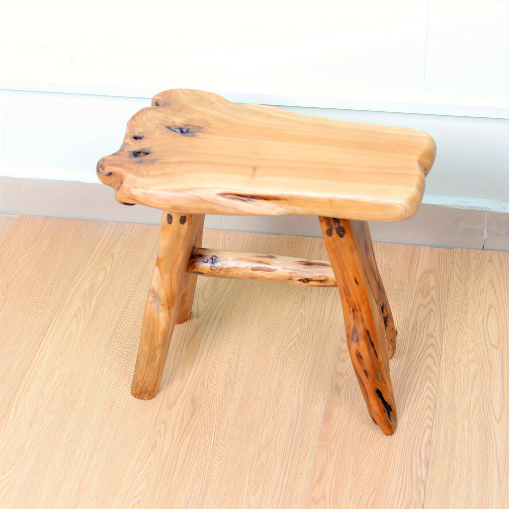 Irregular Shape Design All Solid Wood Fir Stool, Organized-life Wood Stump Side Stool, Tree Stump End Table Stool, Foot Stool, Natural Plant Stand For Garden Living Room, Small Lamp, Accent Stool, Piece Of Art Cedar Roots, Rustic Wood Side Stool