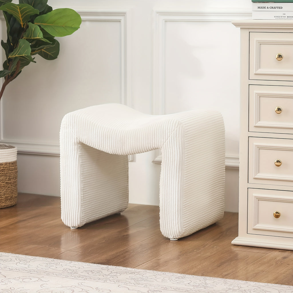 Modern Ottoman Footstool, Small Foot Rest Vanity Stool Chair, Upholstered Ottoman for Entryway, Living Room, Bedroom