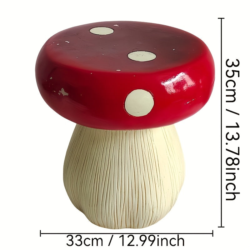 1pc Durable Resin Round Mushroom Garden Stool - Waterproof Outdoor Decorative Seat for Patio, Lawn, Balcony - Creative Multifunctional Garden Furniture