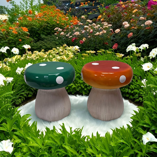 1pc Durable Resin Round Mushroom Garden Stool - Waterproof Outdoor Decorative Seat for Patio, Lawn, Balcony - Creative Multifunctional Garden Furniture
