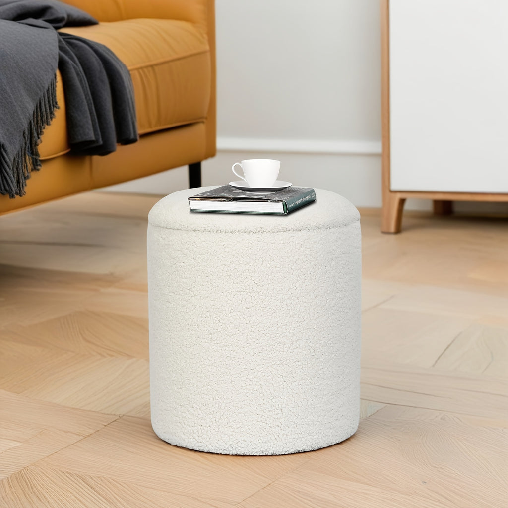 Small Round Storage Ottoman with Lid - Teddy Velvet Upholstered Footstool Suitable for Living Room, Compact Footrest with Hidden Storage, Cushioned & Frame for Bedside,, Small Spaces - Modern Multi-Use Ottomans
